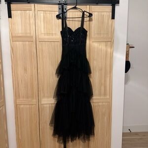 Elegant Black Tiered Evening Dress